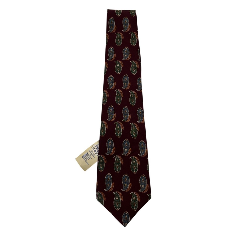 Vintage Chaps Ralph Lauren Dark Paisley Silk Made In USA Preppy Old Money Office